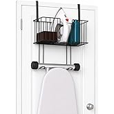 Alper Banyo Kapı Arkası &Uuml;t&uuml; Masası Askılığı Siyah, Sepetli Kapı Arkası D&uuml;zenleyici, Delmeden Kullanımlı &Uuml;t&uuml; ve &Uuml;t&uuml; Masası Tut