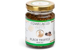 SPARTACUS TRUFFLE Truffe Noire Hachée 90g – Truffes Noires Conservées dans Huile d’Olive Extra Vierge – Délice Gourmet Raffiné – Spécialité Culinaire pour Pâtes, Risotto, Viandes & Poissons