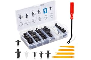 UTSAUTO 115PCS Fender Clips Retainer Clips Nylon Bumper Repair Kit Push Pin Rivet Car Trim Clips with 4PCS Panel Removal Tool for GM Ford Toy0ta Honda Chrysler