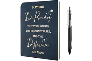 HOPTON Leaving Gifts for Colleagues Women, A5 Inspirational Notebook and Pen Set, Employee Appreciation Gift, 200 Pages PU Leather Journal Male Teacher Gifts, Thank You Gifts for Women Men Employee (Blue)