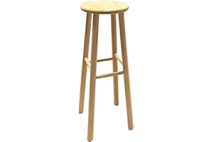 Acan Tradineur - Taburete clásico Alto para Cocina, Taburete de Madera Natural Redondo, Taburete Madera Maciza 70 x 26 cm.