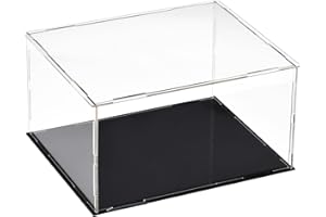 Recogwood Vetrina In Acrilico Trasparente, 25 x 20 x 15cm, Cubo Organizzatore Con Base Nera, Antipolvere Per Action Figures, Giocattoli, Collezionismo, Oggetti Da Esposizione