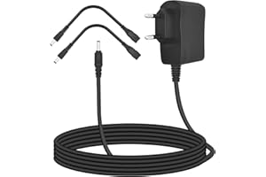 PIXESTT Chargeur Adaptateur 6V, Chargeur 6v Sdapté Sux Produits Vetch Reveil Ou Autres De 6 V 1 A, 1.8M Livré avec Deux Câbles Adaptateurs.