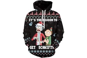 OLIPHEE Hommes Imprimé Noël Pull Manches Longues Sweat À Capuche Renne De Bonhomme De Neige Santa Claus Unisex Sweatshirt Christmas