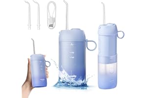 usmile Idropulsore Dentale, C1 Idropulsore Dentale Portatile 3 Modalità e 3 Ugelli, Stretchable IPX7 Impermeabile Irrigatore Dentale Ricaricabile, Blu