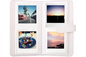 Berfea Mini álbum de fotos Compatible con Fujifilm Instax Square SQ6, SQ1/SQ10/SQ20 cámara instantánea y SHARE SP-3 Printer,80 bolsillos premium de piel sintética cartera de película -Blanco