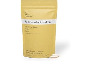 The Naked Pharmacy | Saffrosun for Children | Sleep & Balance | Natural Saffron Supplements with Vitamins D3 & B12 | High Strength | No Additives | Vegan | 60 Capsules