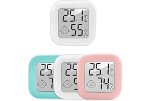 ARCELI Thermometre Hygromètre, Thermometre interieur Hygromètre interieur Digital Mini Thermometre Maison pour intérieur terrarium chambre bebe couveuse cave (2 Blancs + Rouges + Bleus)