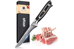 oFuun Couteau Désosser, 14,5cm Couteau à Filet Professionnel, Couteau Cuisine pour Désosser la Viande et le Poisson, Couteau Filet de Damas 67 Couche Acier avec poignée Ergonomique