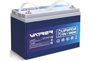 VATRER POWER 12V 100Ah Batería Litio LiFePO4 con 100A BMS Batería Recargable 1280W más de 5000 Ciclos Profundos para RV, Barco, Casa, Aplicación Fuera Red Camper, Sistema Solar, Caravana