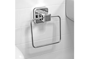 SHOWERDRAPE Pushloc Wall Mounted Double Edge Suction Towel Ring, Chrome, No Drilling, Easy Installation