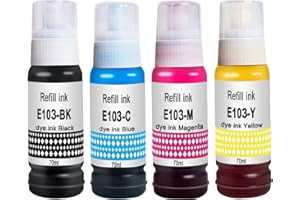 Molabel 4 atramenty (1bk1c1y1m), kompatybilne z Epson 103, nadają się do EcoTank L110, L3100, L3101, L3110, L3111, L3150, L3151, L3160, L5190