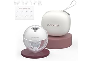 Momcozy M5 Hands Free Breast Pump, Wearable Breast Pump of Baby Mouth Double-Sealed Flange with 3 Modes & 9 Levels, Electric Breast Pump Portable - 24mm (1, Gray)
