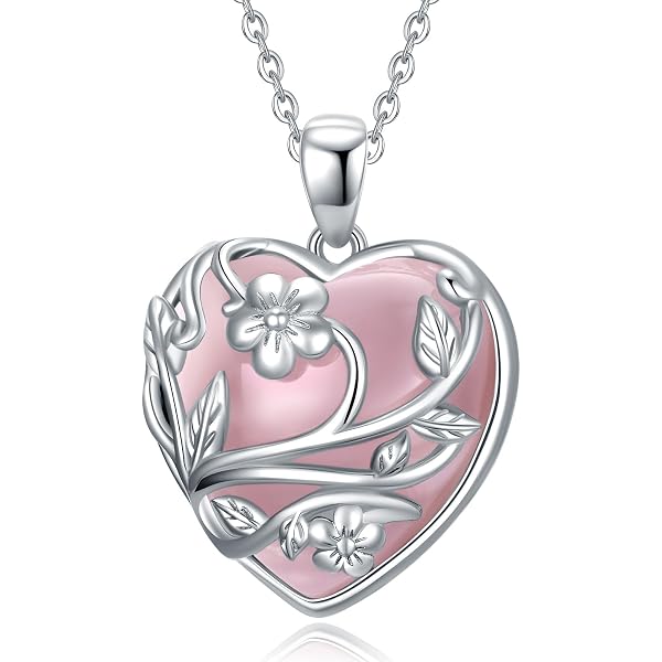 VONALA Damenkette Aus 925 Sterling Silber – Herz Mit Rose Anhänger (Geschenk Für Tochter, 16./18./21. Geburtstag)