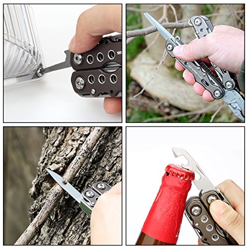 SHINE HAI Multi-Tool, 14-in-1 Edelstahl Multi-Zange mit Messer, Kabelschneider , Spitzzange , Säge, Feile, Schraubendreher und so weiter , mit Nylonhülle - 7