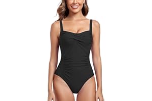 Vevarble One Piece Swimming Costume for Women Tummy Control Swimsuit Vintage Slimming Bathing Suit