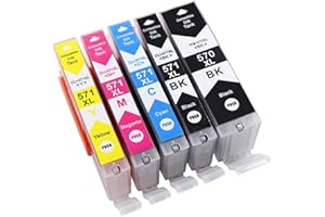 Bergsan 5 kartridży do drukarek kompatybilnych z Canon PGI-570 CLI-571 XL do Canon Pixma MG5700 MG5750 MG5751 MG5752 MG5753 MG6800 MG6850 MG6851 MG6852 TS5000 TS5050 TS5050 1 TS50 53 TS5055 TS6050