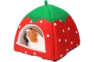 BrKern Meerschweinchen Bett, Kuschelige Höhle für Meerschweinchen und Kaninchen, Warmes Winterhaus für Kleintiere, Rote Kuschelhöhle XS