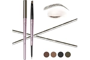 Music Flower lápiz cejas impermeable, lápiz de cejas de doble punta, maquillaje de ojos de larga duración a prueba de manchas, Marrón Caqui