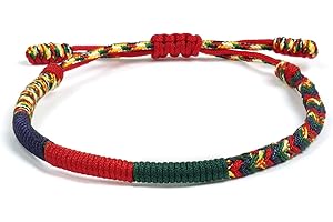 Aucuu Handmade Buddhist Braided Friendship Bracelet, Tibetan Adjustable Woven Rope Good Luck String Bracelet Gift for Lover Women & Men