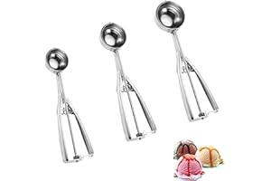 STOUCLA Eisportionierer,3 Stück Edelstahl Eisportionierer Eislöffel mit Auslöser,ice cream scoop, Cookie Scoop für Eiscreme Plätzchen Kuchen Teig