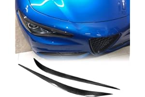 TGFOF Karbonfaser-Aufkleber für Frontscheinwerfer, Augenbrauen, Augenlider, Rahmen, Lichtverkleidung, Aufkleber für Romeo Giulia Quadrifoglio/Base/Quadrifoglio Verde/TI Limousine 2015–2019