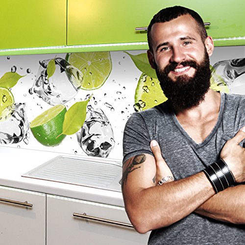 Küchenrückwand selbstklebend Pro " LIMETTEN UND EIS " 60 x 80cm DIY - Do It Yourself