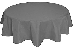 LEINEN-OPTIK-KOLLEKTION Tischdecke Leinenoptik Leinen Lotuseffekt Wasserabweisend Lotus Rund Ø140 Grau