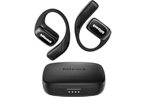 BlitzRock Open-Ear Headphones, Wireless Earbuds Bluetooth 5.4, Lightweight Comfortable Earphones, 4-Mic for Clear Call, Balanced Sound, App Customize, 28H Playtime, IPX5, Black