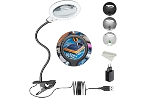 BONNA Lente di ingrandimento a LED 5x, con morsetto, con Smart Touch, impostazioni dimmerabili, per la lettura, il lavoro, il cucito, gli hobby, per chi ha problemi di vista, l’artigianato.