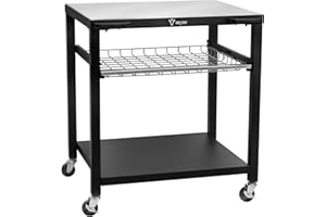 BBQ-Toro Carrello per barbecue, 80 x 65,5 x 86,5 cm, nero, con grande superficie di lavoro in acciaio inox, per barbecue, per esterni, con ripiano