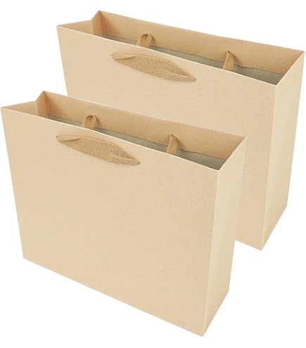 Favuit Sacchetti Regalo Di Carta Con Manico | 6 Pezzi Grandi 31x42x13 Cm | Ecologici In Carta Kraft Riciclata | Per Shopping, Matrimoni, Compleanni, Natale | Nero - 4
