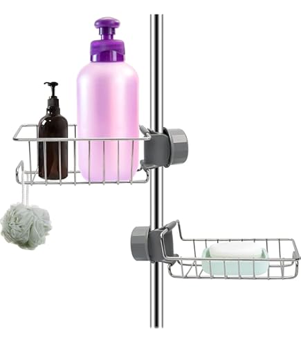 Mensola Doccia Senza Foratura - 3 Pezzi, Acciaio Inox 304, Regolabile Per Asta 18-25 Mm - Foto 4