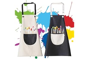 Tadpolez 2 Pezzi Bambini Grembiule Con Tasche, Artista Giardino Grembiuli Regolabile Bambino Grembiuli Chef Per Ragazzi Ragazze Per Cucina, Cottura, Pittura, Bbq (Grigio, Nero, 7-13 Anni)