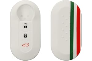 kwmobile Coque clé de Voiture Compatible avec Fiat Lancia 3-Bouton Accessoire clé Voiture - Protection étui Souple en Silicone - Vert-Rouge-Blanc
