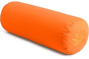 Yoga Studio Organic Buckwheat Lotus Bolster - 23cm x 61cm, Cotton Bolster Meditation Pillow with YKK Zipped Fastening