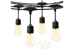 ZOTOYI S14 Outdoor String Lights Mains Powered 100FT, Garden String Lights with 30+2 Plastic LED Bulbs, Waterproof IP65 Heavy Duty Festoon Lights for Backyard Patio Cafe Balcony Party Wedding