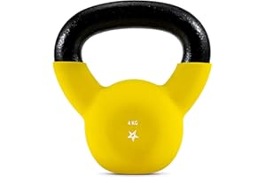 ‎YES4ALL Yes4All XSQQ powlekane neoprenem ciężarki kettlebell do treningu siłowego - 4 kg żółte