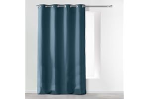Douceur d'Intérieur Absolu Ösenvorhang, Mikrofaser, einfarbig, Polyester, Polyester, Indigo, 280 x 140 cm