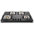 Glen 4 Burner Ultra Slim Free Standing Hob | 8 MM Toughened Glass | Black | Forged brass burners | Warranty 2 Years Standard & 5 Years Glass | BH1074USBL75