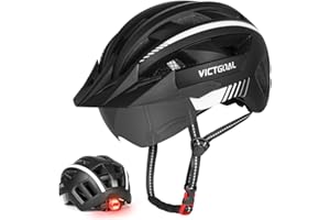 ‎VICTGOAL VICTGOAL Fahrradhelm Mountainbike Helm mit magnetischem Visier Abnehmbarer Sonnenschutzkappe und LED Rücklicht Radhelm Rennradhelm für Erwachsenen Herren Damen