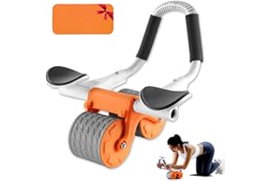 BUVYUOTU Bauchroller Ab Roller Bauchtrainer mit Ellbogenunterstützung, Ab Wheel mit Automatische Rebound, Bauchmuskeltrainer mit Kniematte für Männer und Frauen, Bauchmuskeltraining Doppelrädern Stabiler