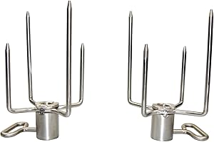 AKTIONA/Grillclub 2 Stück massive Edelstahl Fleischnadel/Fleischklammer für Grillgut Hähnchen etc. / für runde und eckige Grillspieße von ca. Ø 4-12 mm