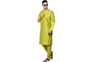 ITOS365 Herren-Tunika, Kunstseide, Kurta-Pyjama-Set, Hochzeit, indische Kleidung, lässig, Partykleid, Geschenkartikel