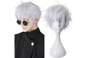 MAYSUWELL Jujutsu Kaisen Gojo Satoru Parrucca Cosplay Capelli corti grigio argento per Halloween, Feste, Carnevale, Vita notturna, Concerti, Matrimoni
