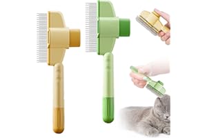 Alovez 2 Stück Flohkamm für Katzen, Selbstreinigender Flohkamm und Fellpflegebürste für Haustiere, Tierhaaren Fellpflegebürste von Schuppen oder Läusen, Haustierkamm für Hunde und Katzen