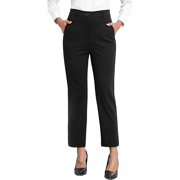 Bamans Kostuumbroek Dames Zwart Zakelijk Kantoor Vrijetijdsbroek Met Zakken, Recht en Kreukvrij, Modieus en Elegant Royaal(Zwart-L-31 Bamans Kostuumbroek Dames Zwart Zakelijk Kantoor Vrijetijdsbroek Met Zakken, Recht en Kreukvrij, Modieus en Elegant Royaal(Zwart-L-31