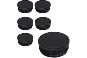 SKIR'CO Lot de 6 inserts de tubes ronds de 45 mm, bouchons de poteau de clôture en plastique noir, bouchons de tuyau, noir RAL 9005