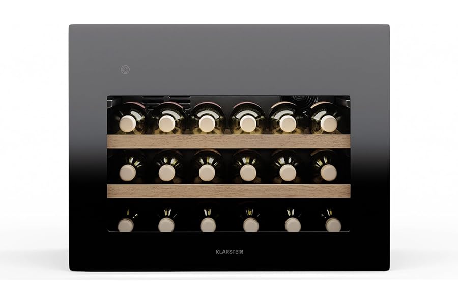 KLARSTEIN Rhone 28 Uno Wine Rack - 28 Bottles, 1 Zone, 5-20°C, LED, Push-to-Open UV Holder, Silent Wine Cellar