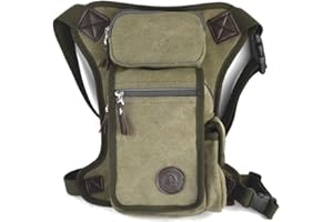 XIEBEN Sac de Jambe Homme Toile Taille Pack en Plein Air Voyage Cuisse Sac pour Hommes Femmes Tactique Militaire Moto Vélo Multi-Poches Drop Leg Sacs Pochette Packs, Vert Armée